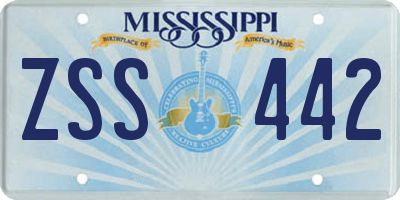 MS license plate ZSS442