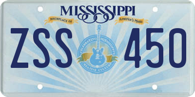 MS license plate ZSS450