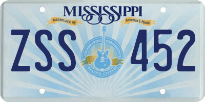 MS license plate ZSS452