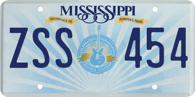 MS license plate ZSS454