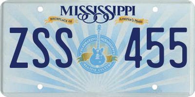 MS license plate ZSS455