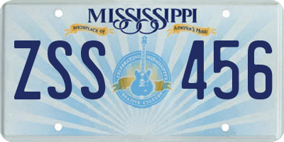 MS license plate ZSS456