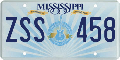 MS license plate ZSS458