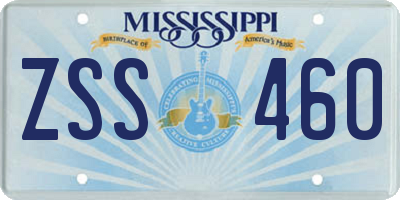 MS license plate ZSS460