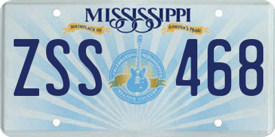 MS license plate ZSS468