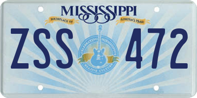 MS license plate ZSS472