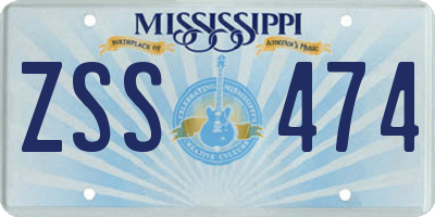 MS license plate ZSS474