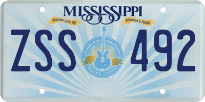 MS license plate ZSS492