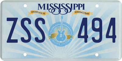 MS license plate ZSS494