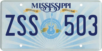 MS license plate ZSS503