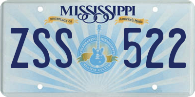 MS license plate ZSS522