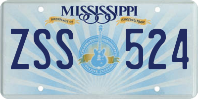 MS license plate ZSS524