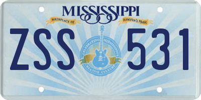 MS license plate ZSS531