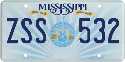 MS license plate ZSS532