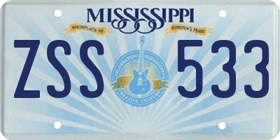 MS license plate ZSS533