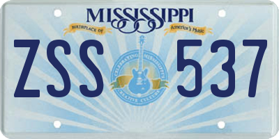MS license plate ZSS537
