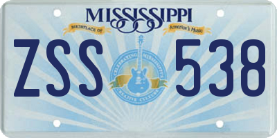 MS license plate ZSS538