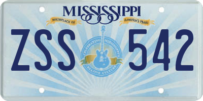 MS license plate ZSS542