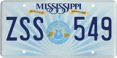 MS license plate ZSS549