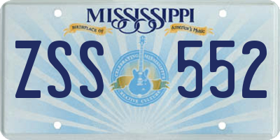 MS license plate ZSS552