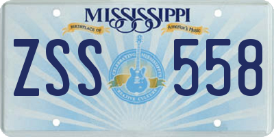 MS license plate ZSS558