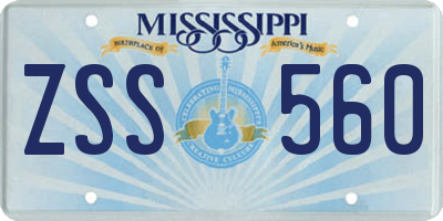 MS license plate ZSS560