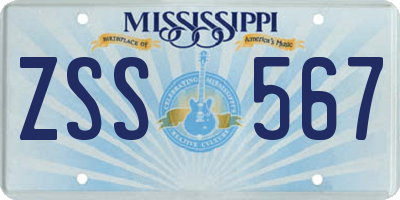 MS license plate ZSS567