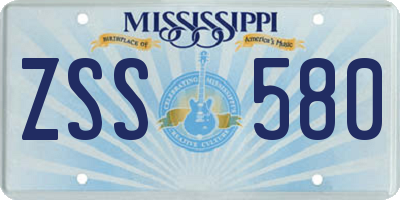 MS license plate ZSS580