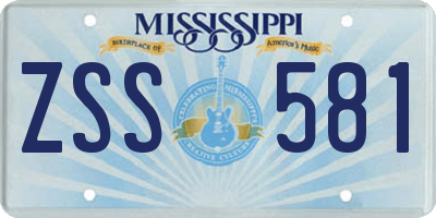 MS license plate ZSS581