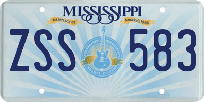 MS license plate ZSS583