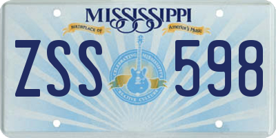 MS license plate ZSS598