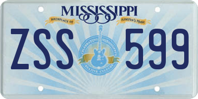 MS license plate ZSS599
