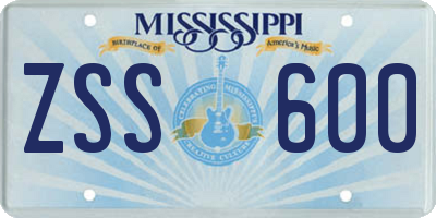 MS license plate ZSS600