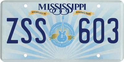 MS license plate ZSS603