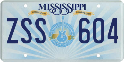 MS license plate ZSS604