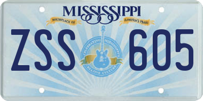 MS license plate ZSS605