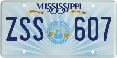 MS license plate ZSS607