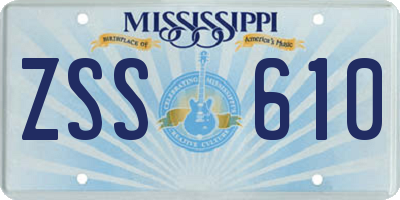 MS license plate ZSS610