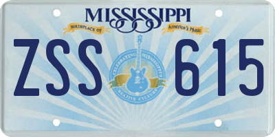 MS license plate ZSS615