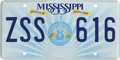 MS license plate ZSS616