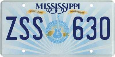 MS license plate ZSS630