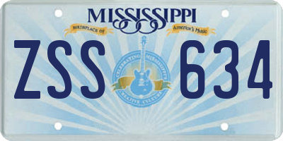 MS license plate ZSS634