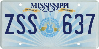 MS license plate ZSS637