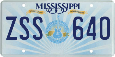 MS license plate ZSS640