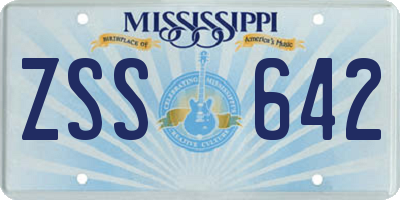 MS license plate ZSS642