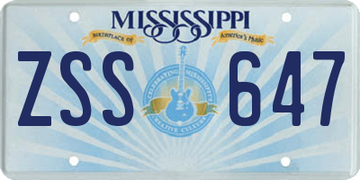 MS license plate ZSS647