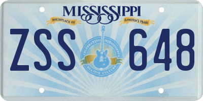 MS license plate ZSS648