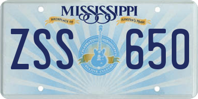 MS license plate ZSS650