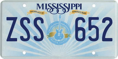 MS license plate ZSS652
