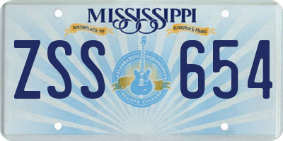 MS license plate ZSS654